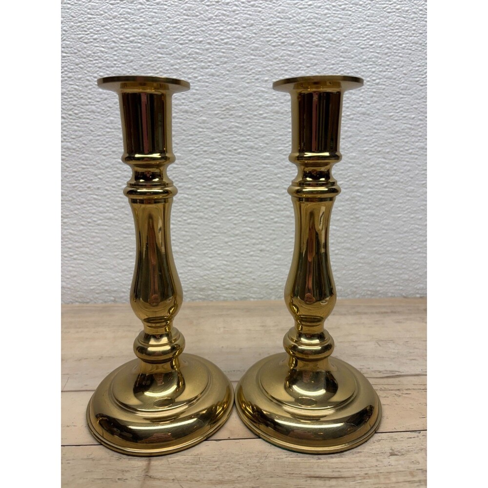 Vtg Set Of 2 Galery Originals Solid Brass Candlestick